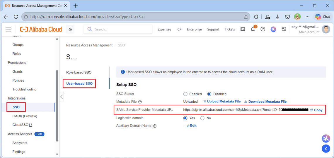 Lokasi untuk mengunduh SAMP SP Metadata