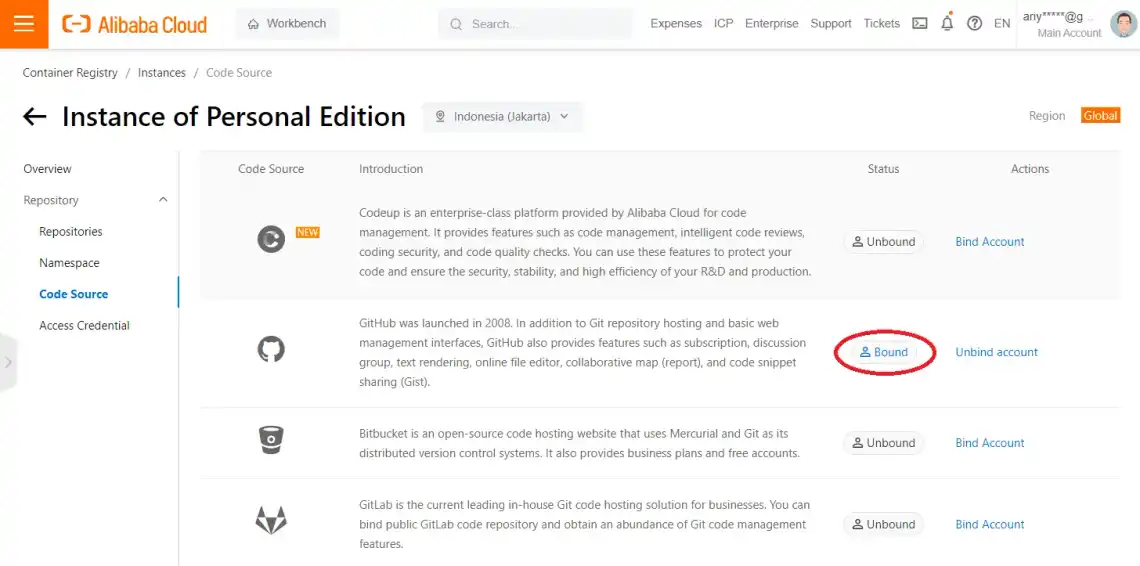 Menghubungkan repositori kode sumber dengan Container Registry