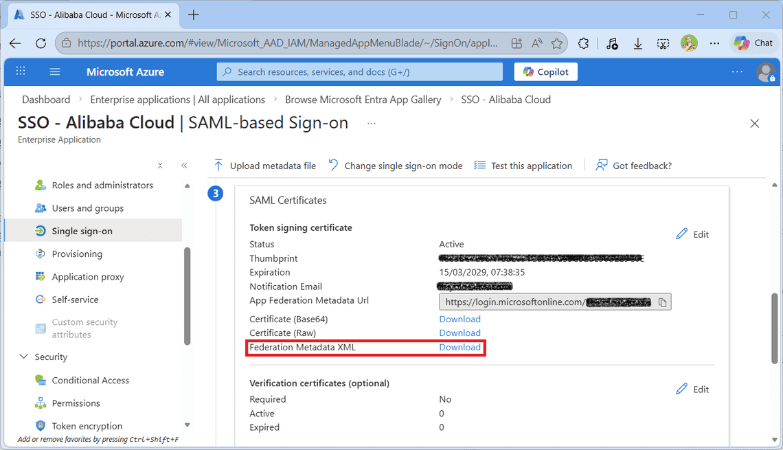 Mengunduh SAML Certificates