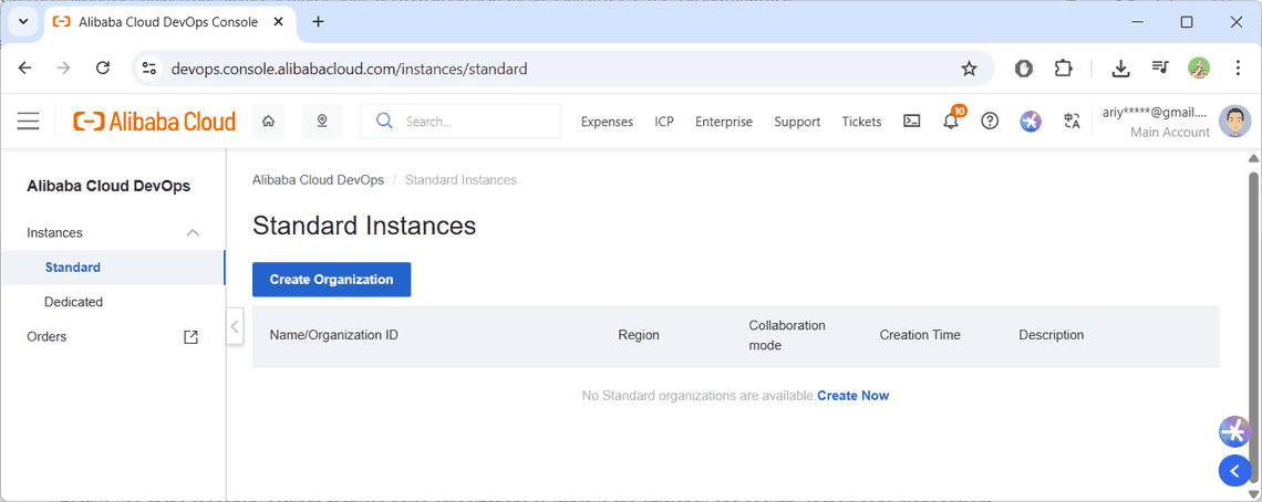 Memilih instances untuk menjalankan Alibaba Cloud Devops