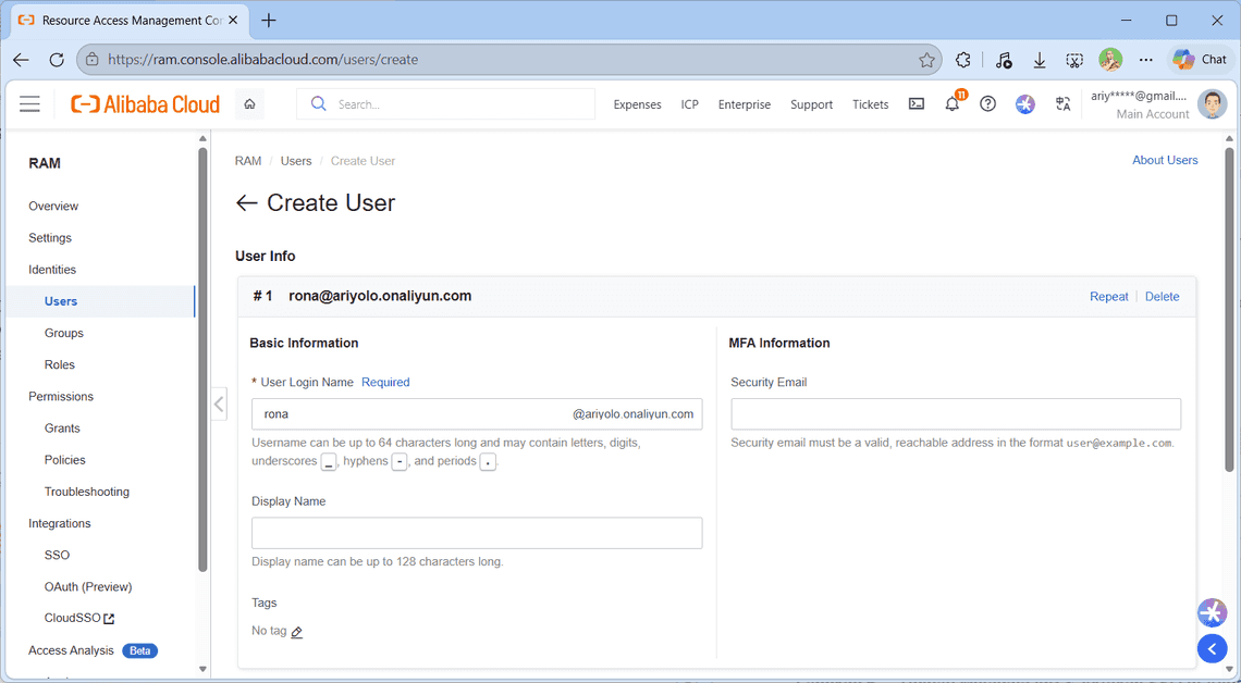 Membuat User RAM sesuai dengan username Entra ID
