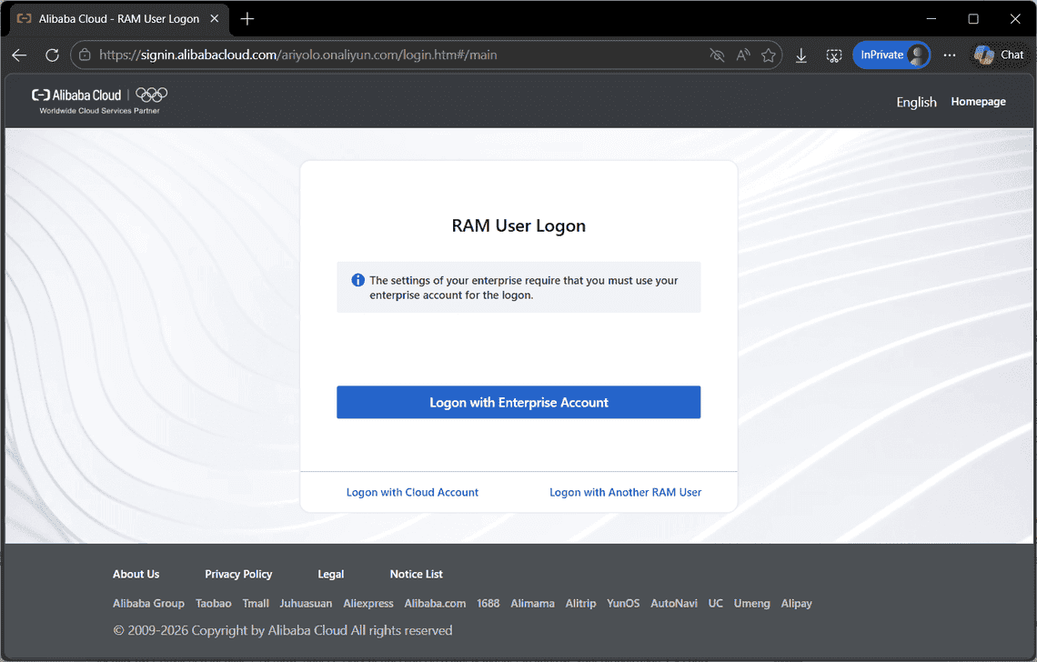 Tampilan portal login user RAM ketika SSO aktif